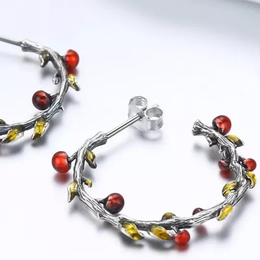 💎NEW💎 S925 WINTERBERRY SMALL HOOP EARRINGS - Picture 4 of 6